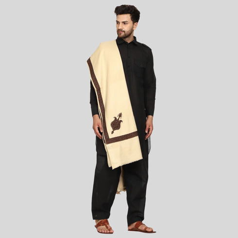 Men's Kashmiri Embroidered Wool Shawl